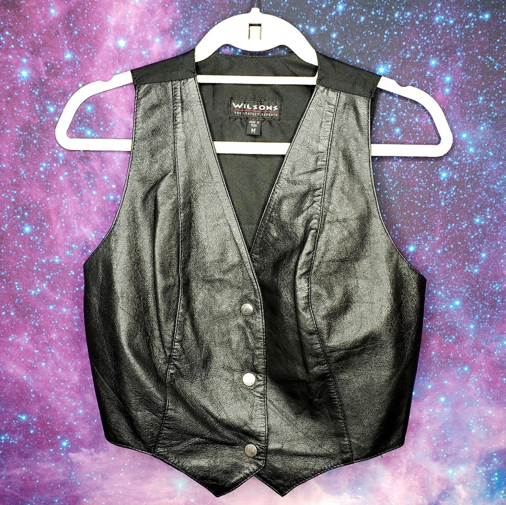 Wilson's Leather Black Motorcycle Vest Womens M